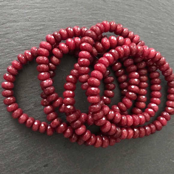 Hand faceted natural RUBY or GARNET bracelet - Picture 4 of 5